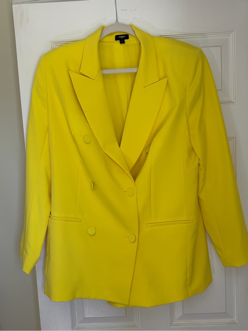 Express Double-Breasted Yellow Blazer